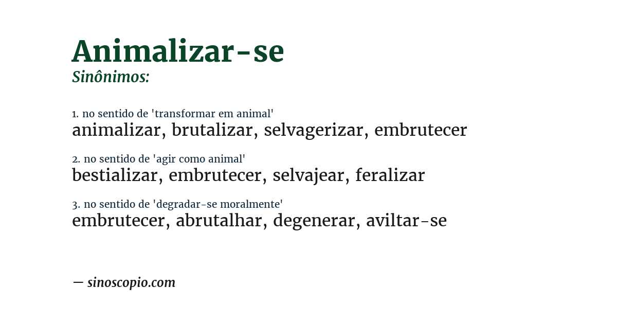 Sinônimo de animalizar-se
