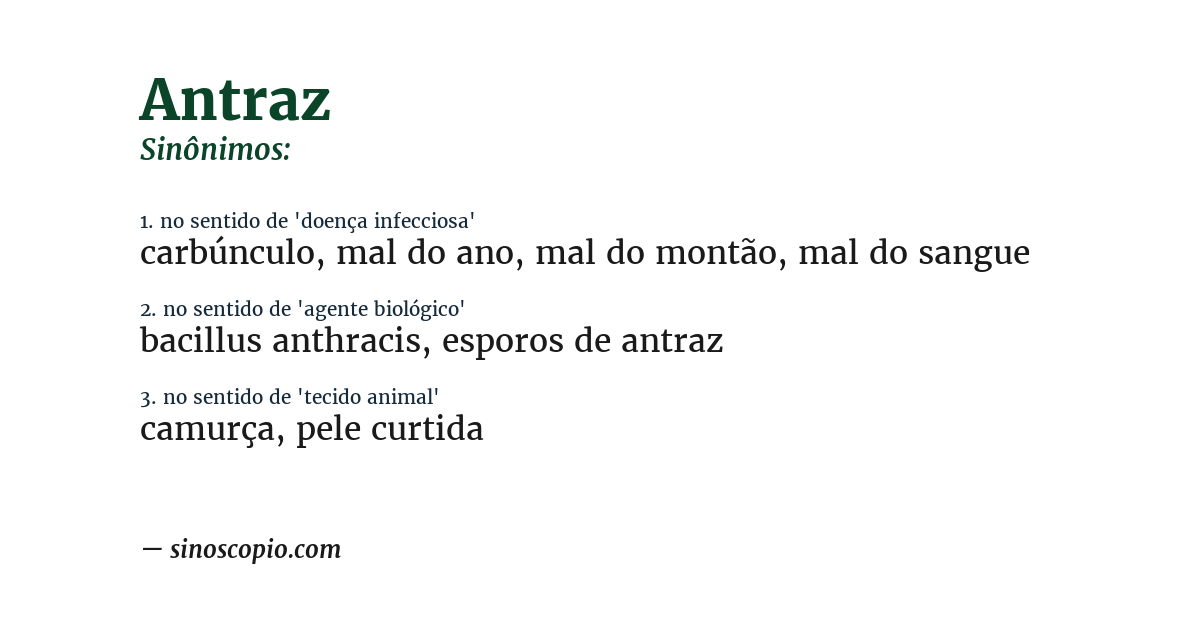 Sinônimo de antraz