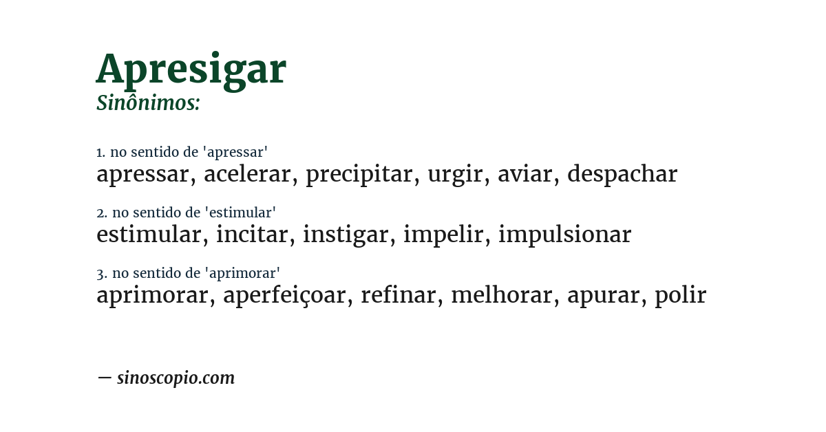 Sinônimo de apresigar