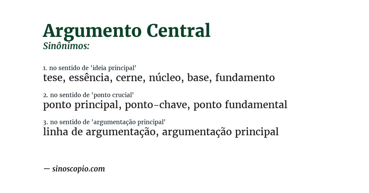 Sinônimo de argumento central