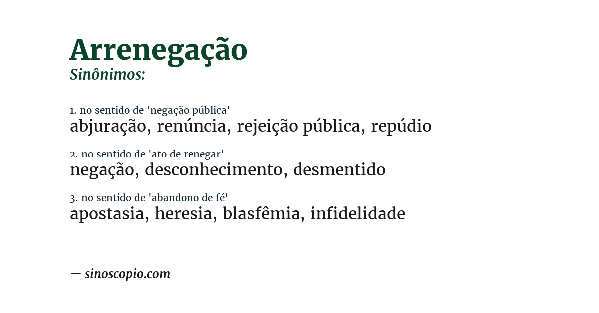Sinônimo de arrenegação