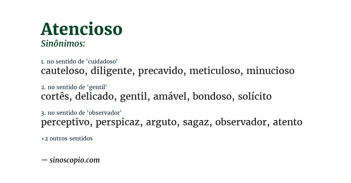 Sinônimo de atencioso