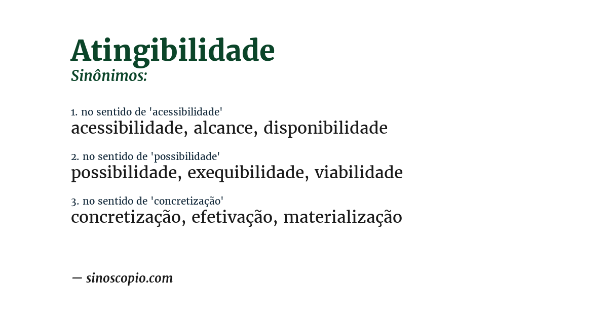 Sinônimo de atingibilidade