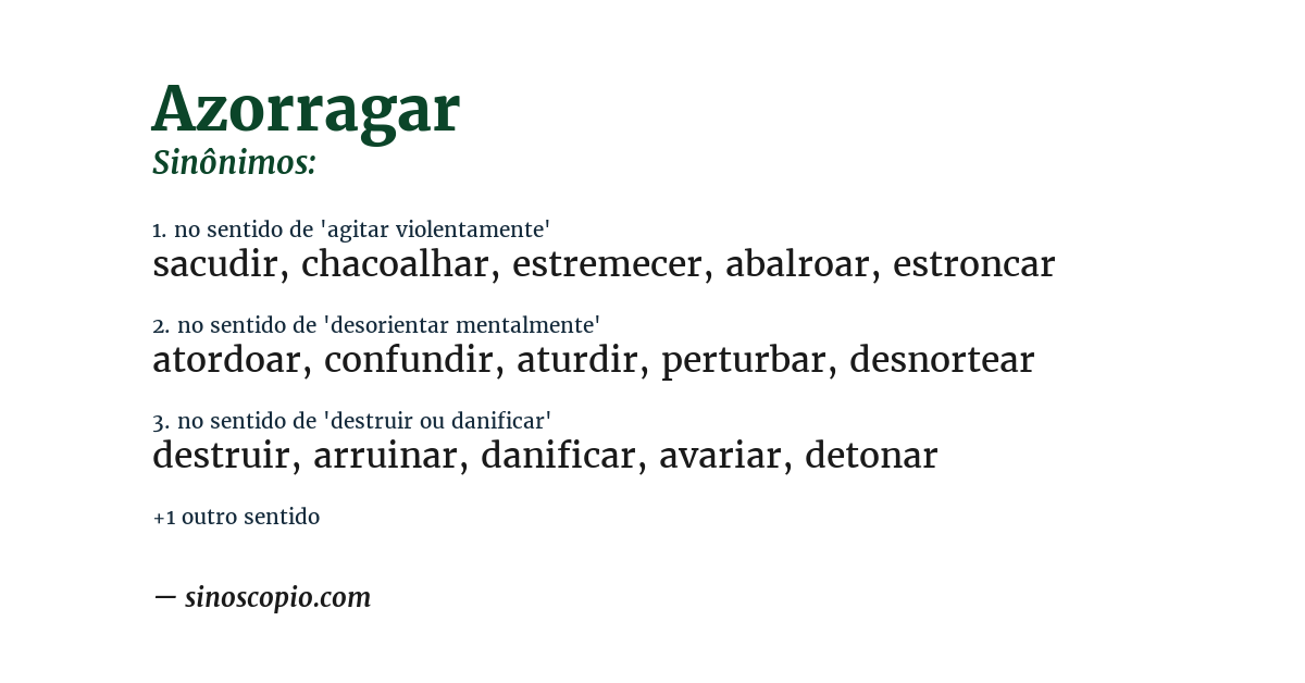 Sinônimo de azorragar