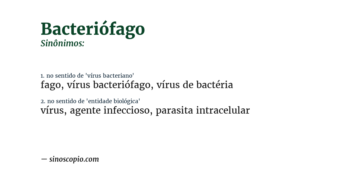 Sinônimo de bacteriófago