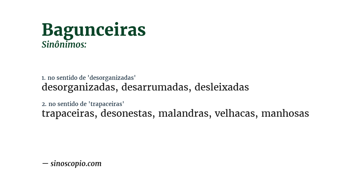 Sinônimo de bagunceiras