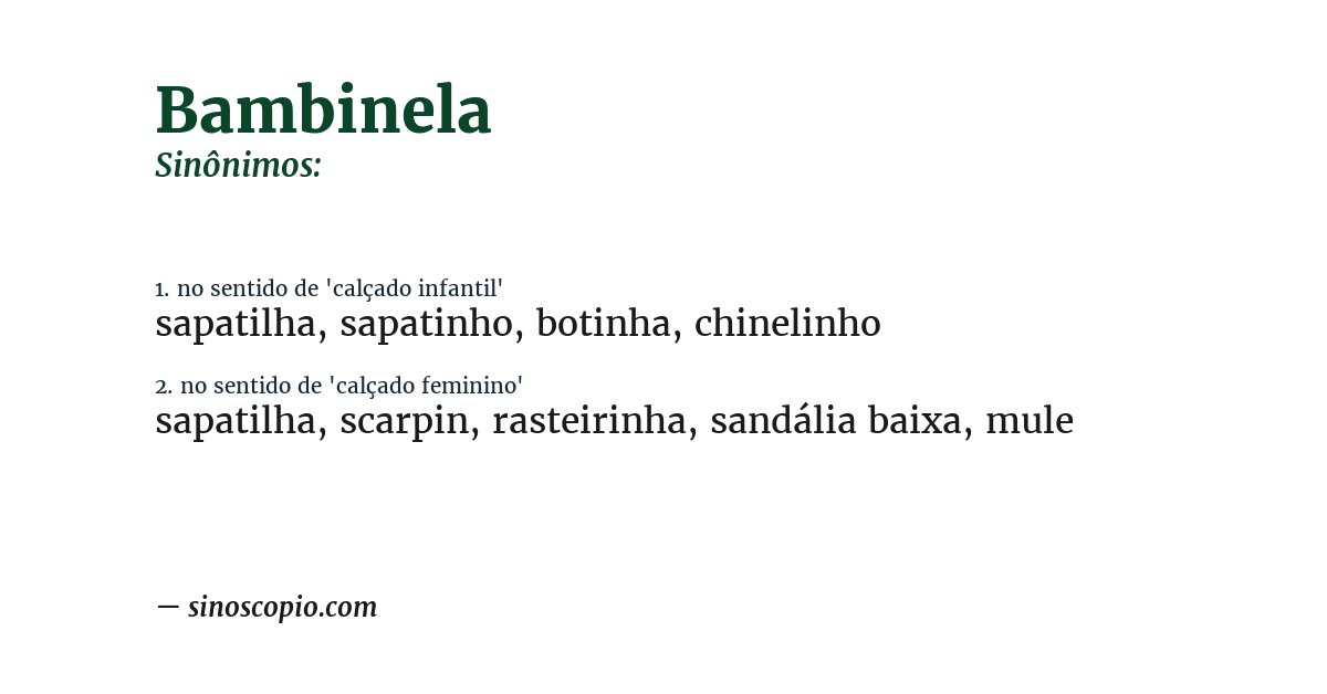 Sinônimo de bambinela