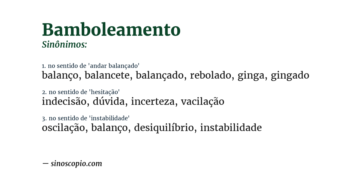 Sinônimo de bamboleamento