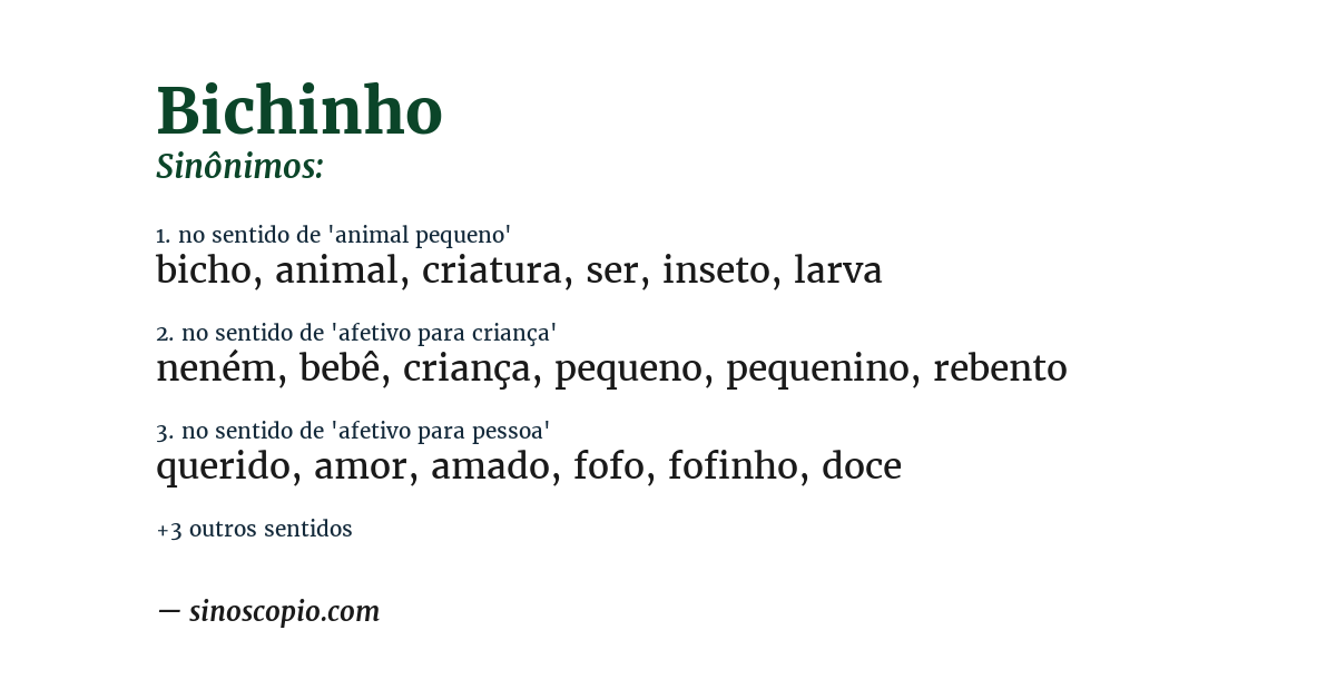 Sinônimo de bichinho