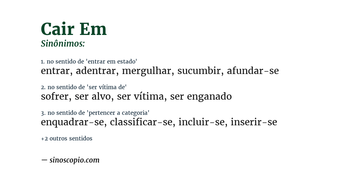 Sinônimo de cair em