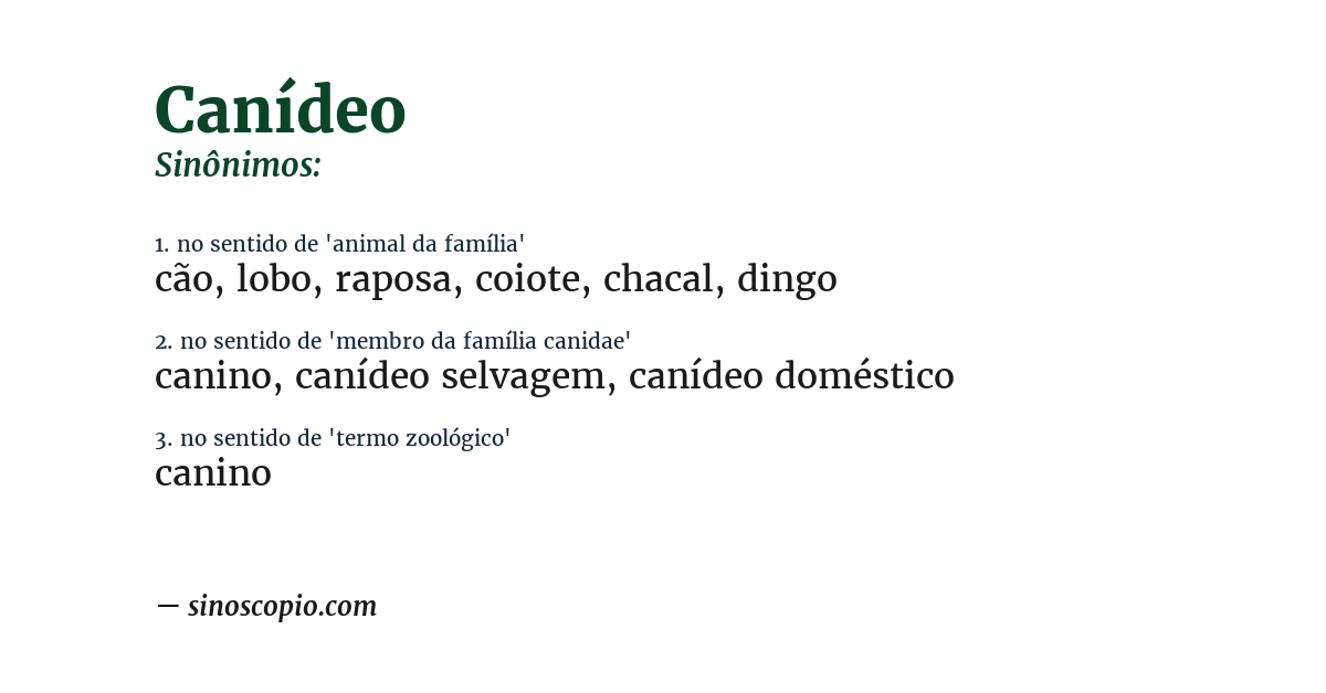 Sinônimo de canídeo