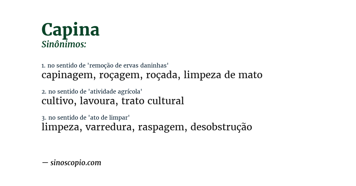 Sinônimo de capina