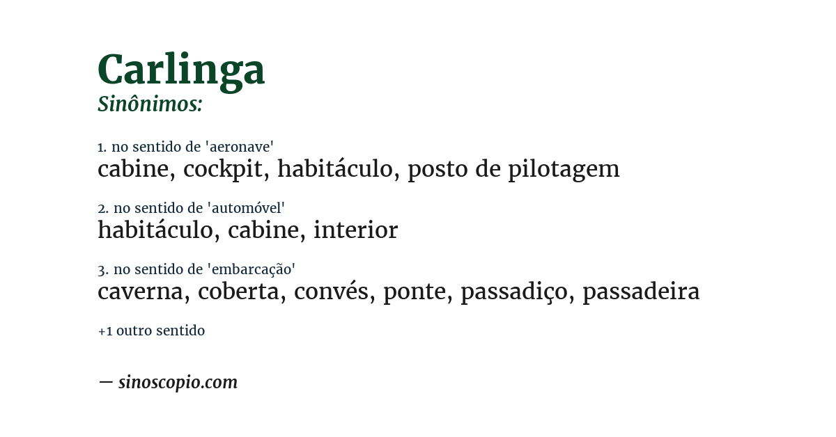 Sinônimo de carlinga