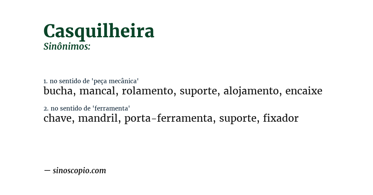 Sinônimo de casquilheira