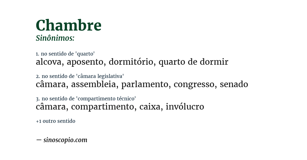 Sinônimo de chambre