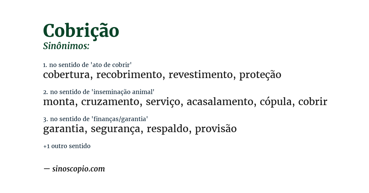 Sinônimo de cobrição