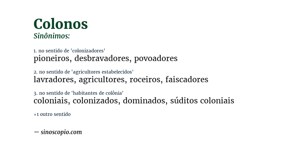 Sinônimo de colonos