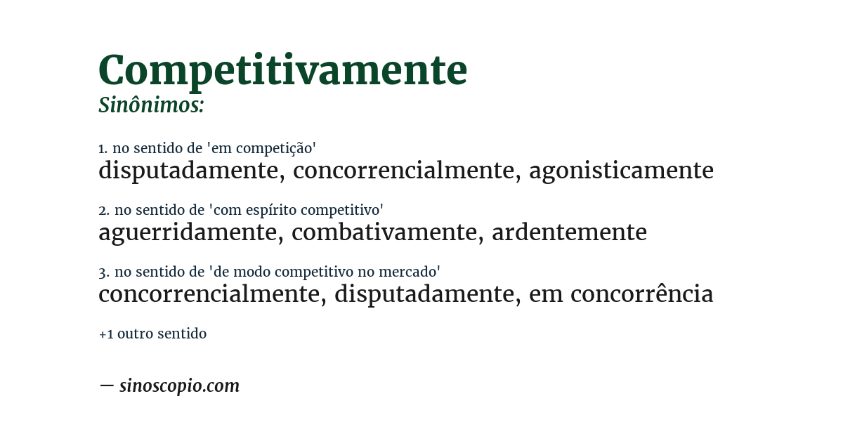 Sinônimo de competitivamente