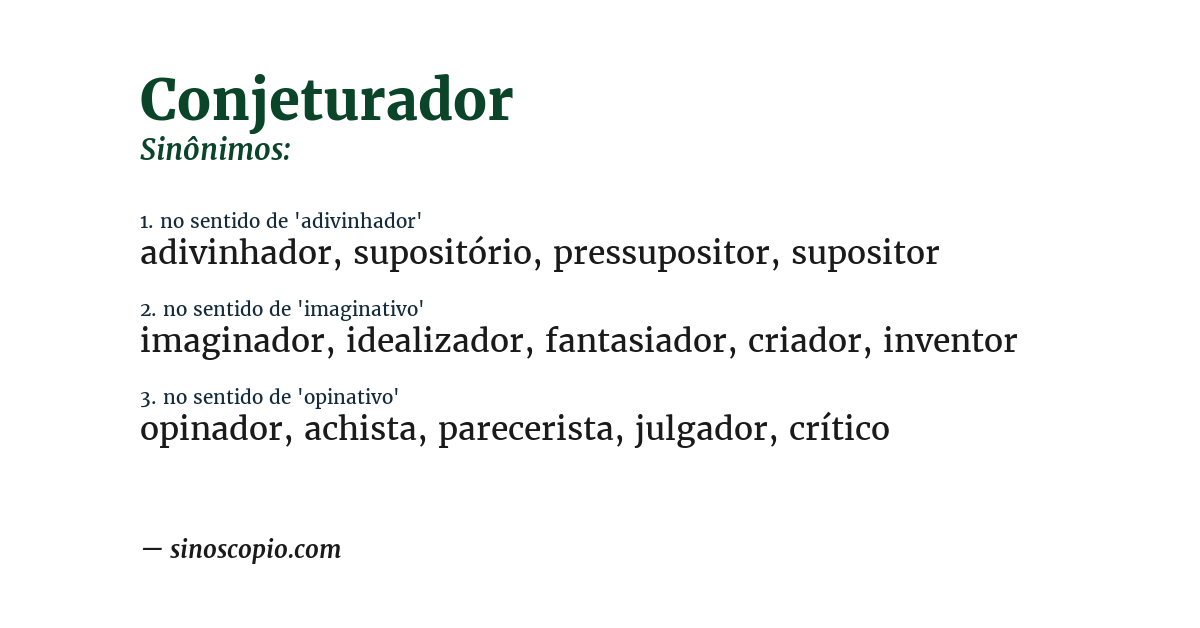 Sinônimo de conjeturador