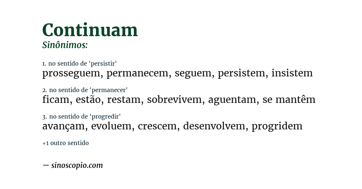 Sinônimo de continuam