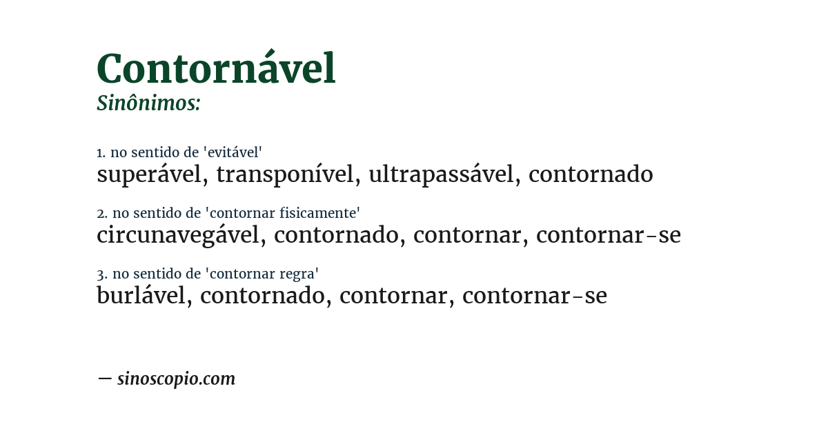 Sinônimo de contornável