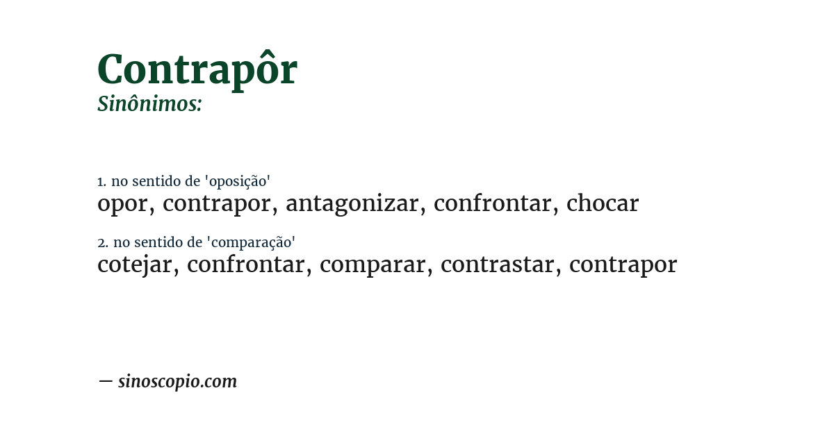 Sinônimo de contrapôr