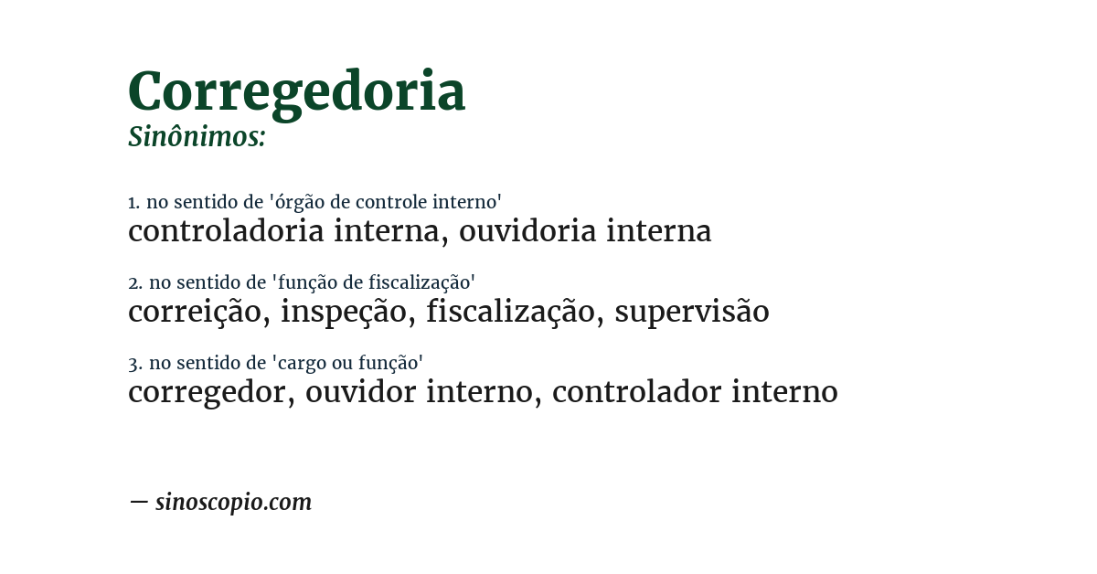 Sinônimo de corregedoria