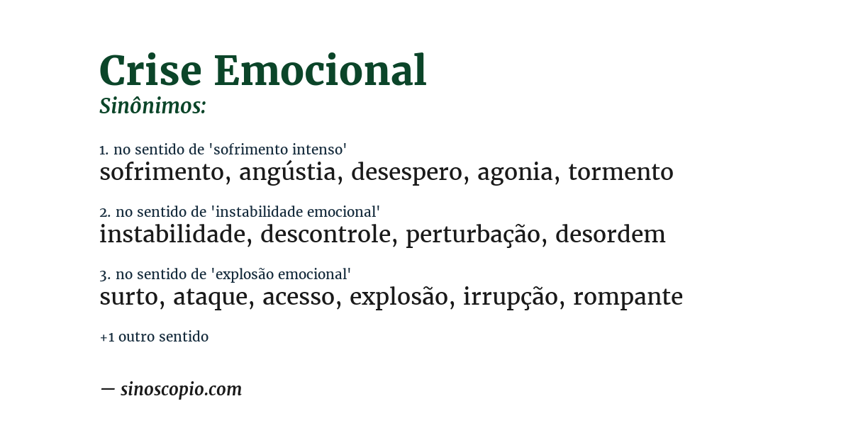 Sinônimo de crise emocional