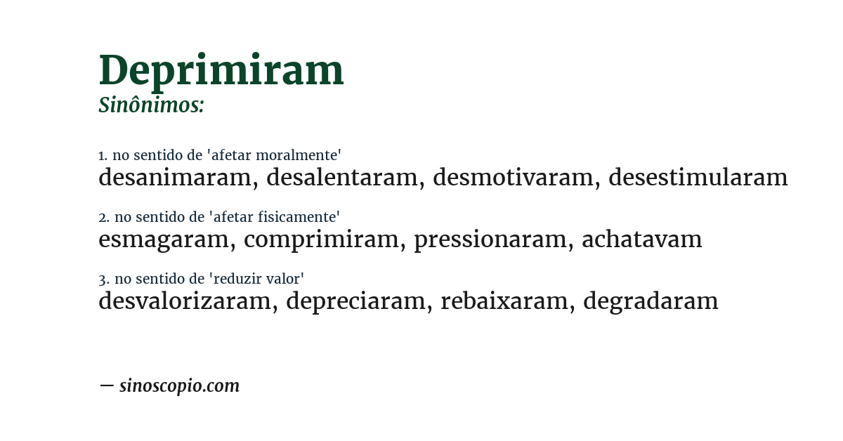 Sinônimo de deprimiram