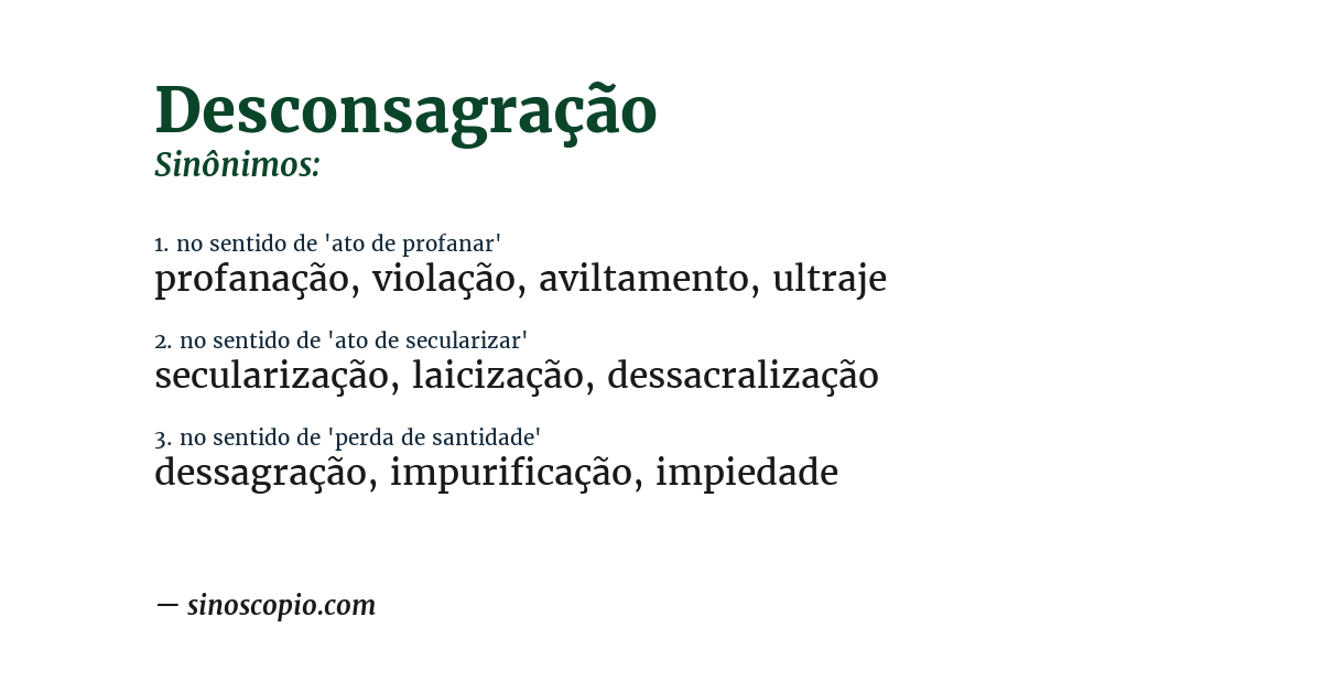 Sinônimo de desconsagração