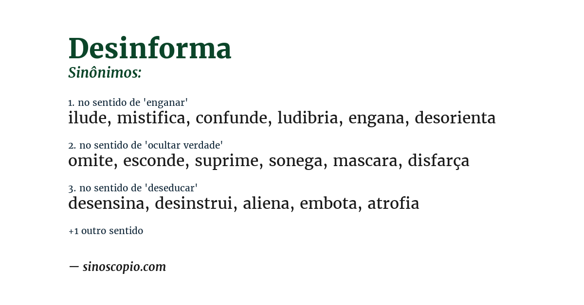 Sinônimo de desinforma