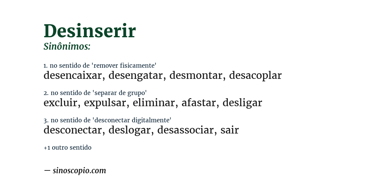 Sinônimo de desinserir