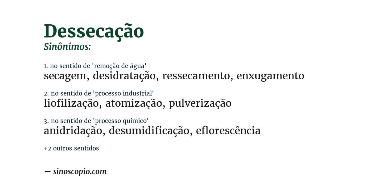 Sinônimo de dessecação