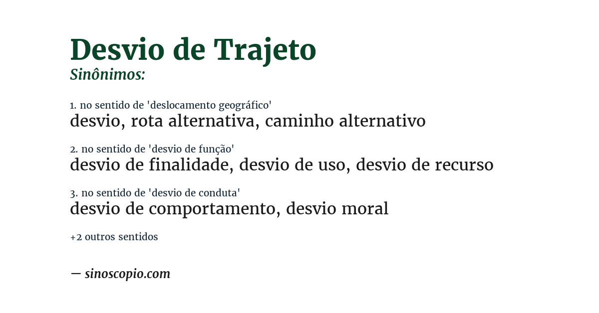 Sinônimo de desvio de trajeto