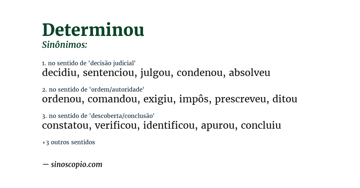 Sinônimo de determinou