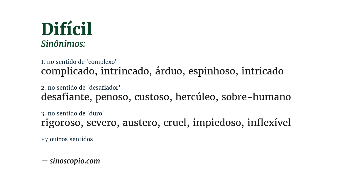 Sinônimo de difícil