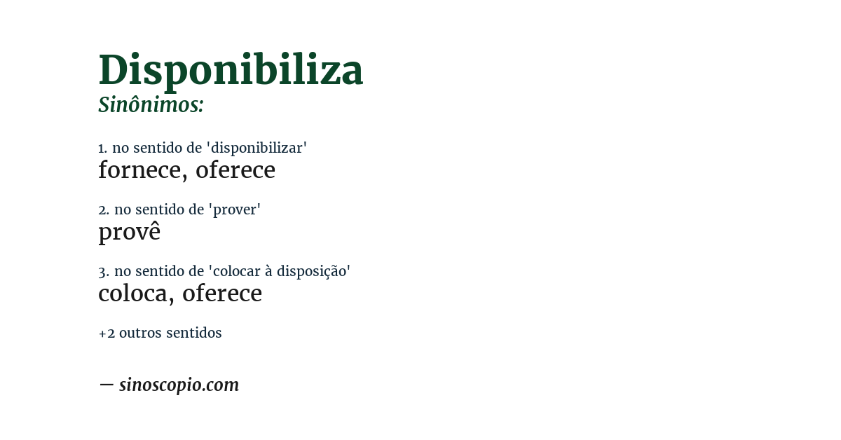 Sinônimo de disponibiliza