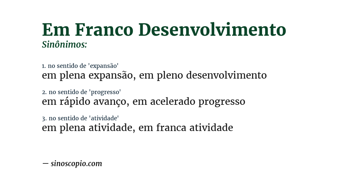 Sinônimo de em franco desenvolvimento