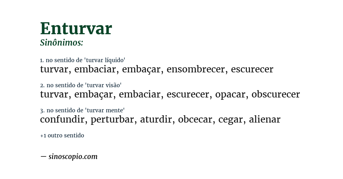 Sinônimo de enturvar