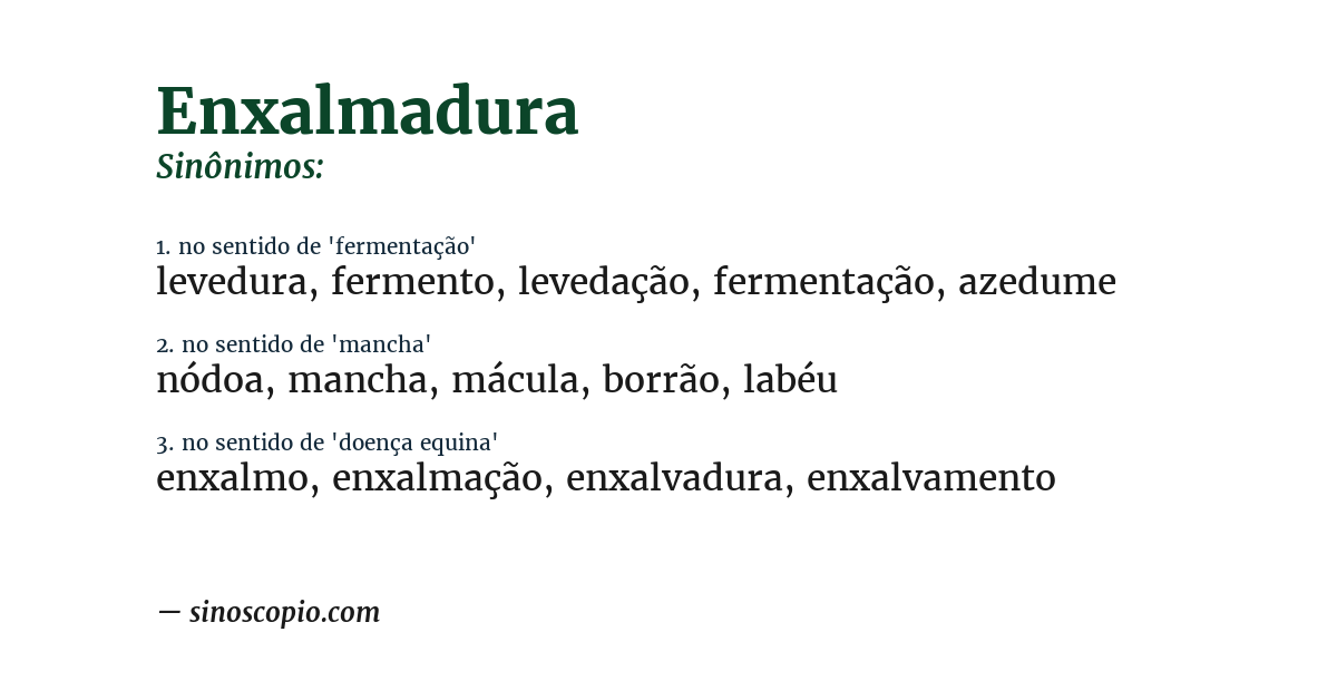 Sinônimo de enxalmadura