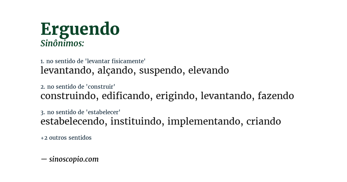 Sinônimo de erguendo