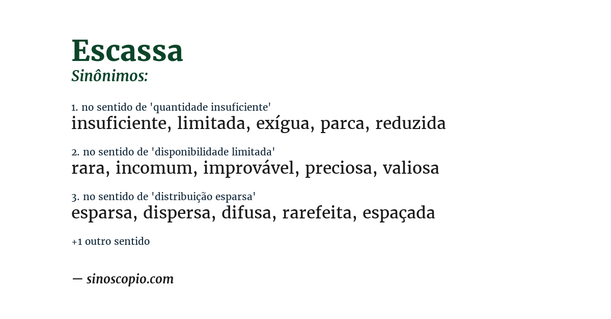 Sinônimo de escassa