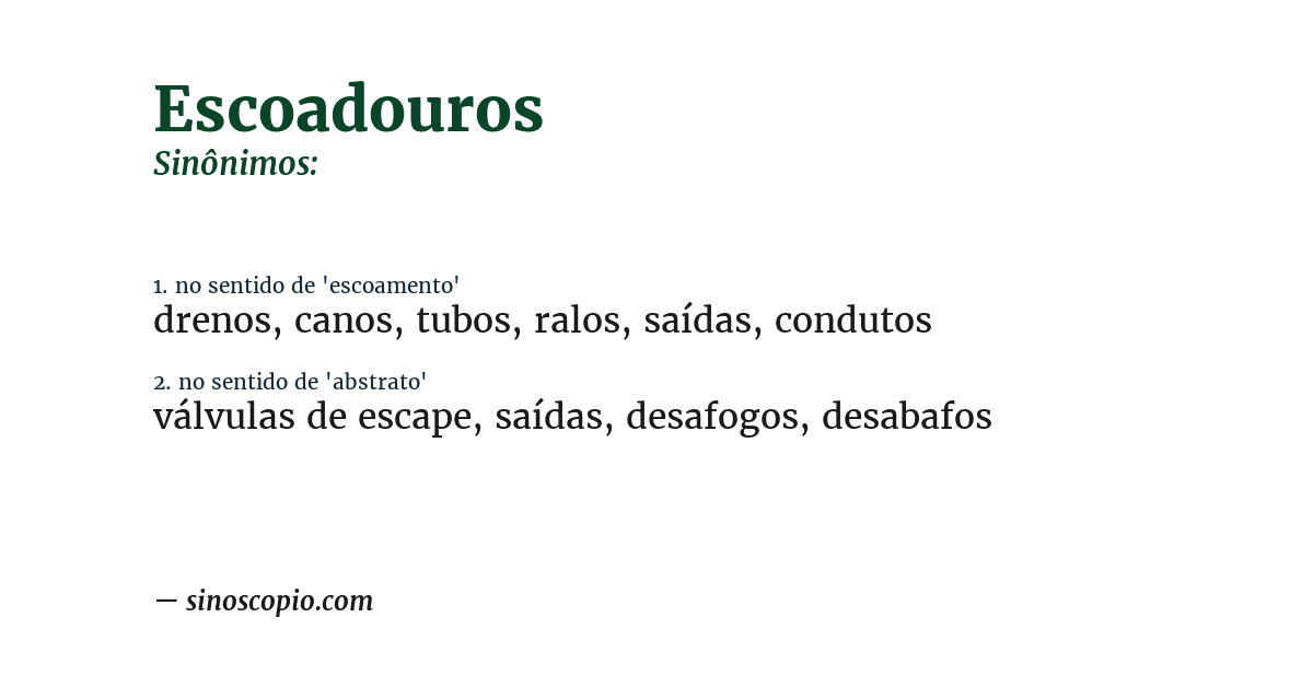 Sinônimo de escoadouros