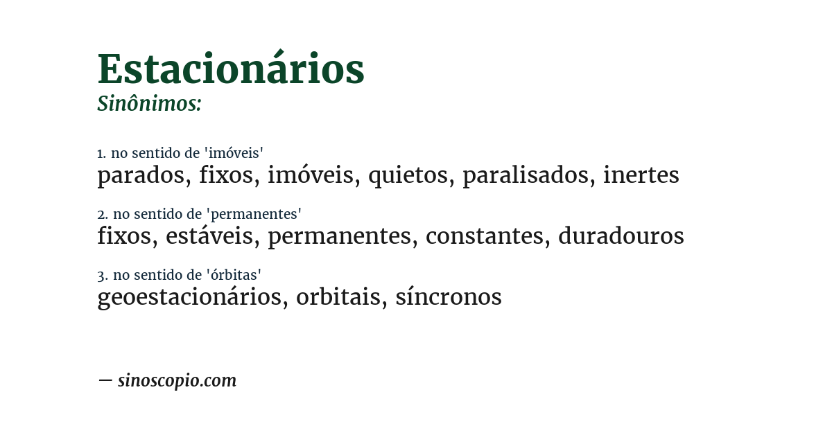 Sinônimo de estacionários