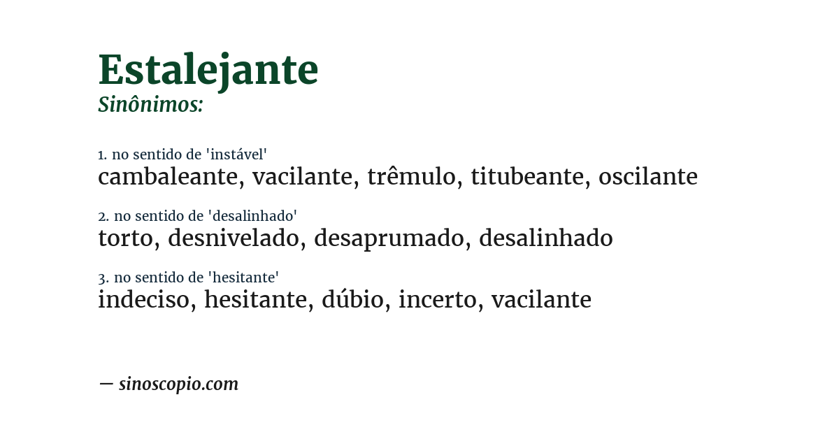 Sinônimo de estalejante