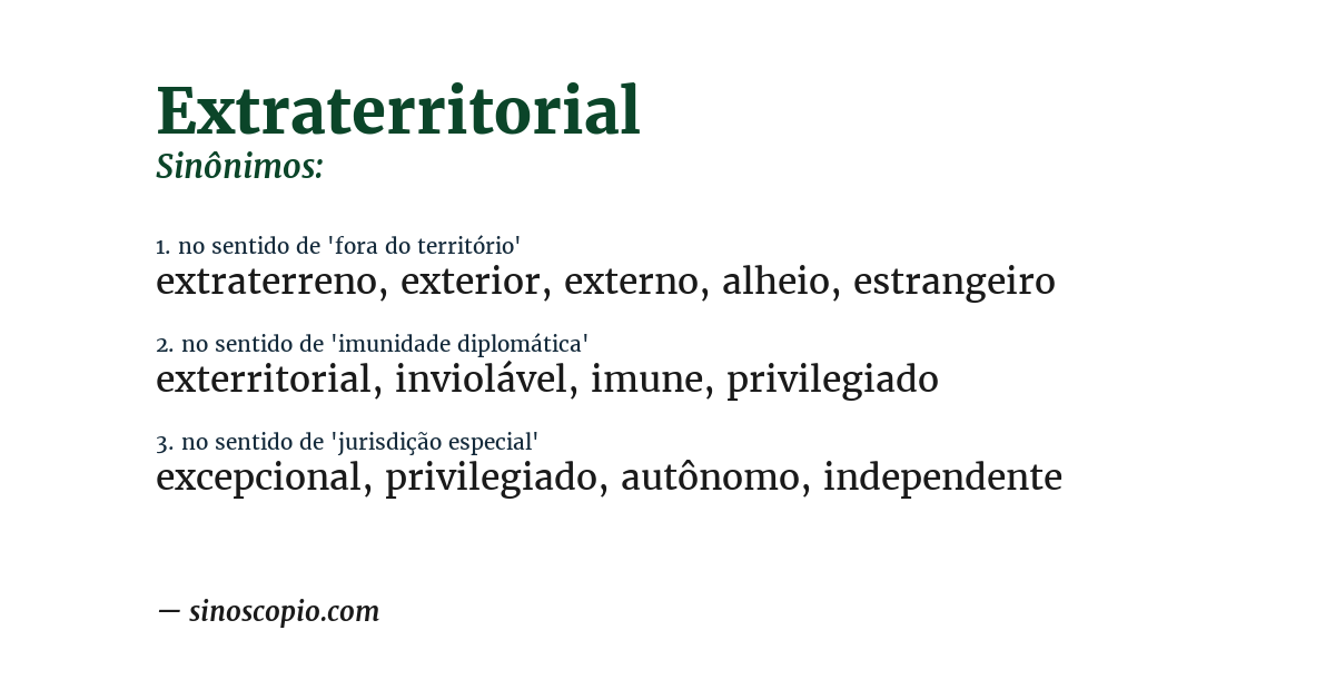 Sinônimo de extraterritorial