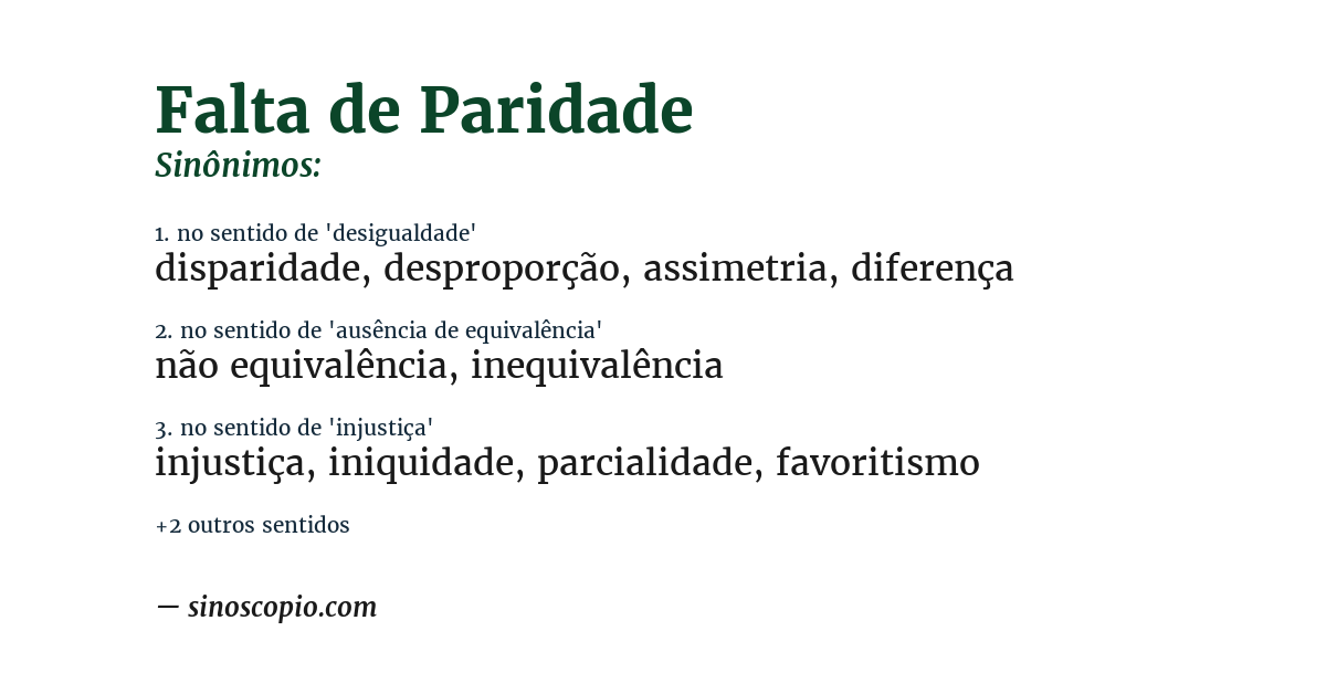 Sinônimo de falta de paridade