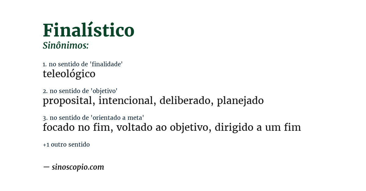 Sinônimo de finalístico