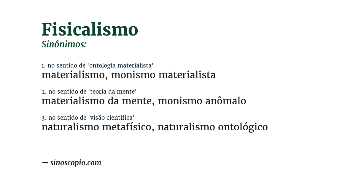 Sinônimo de fisicalismo