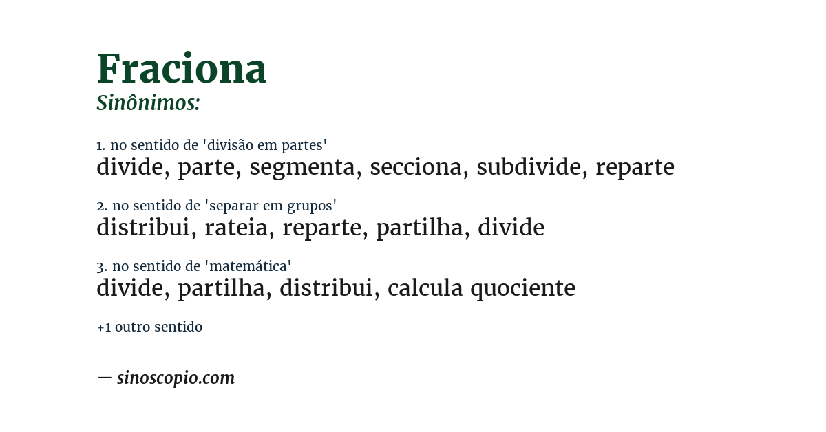 Sinônimo de fraciona